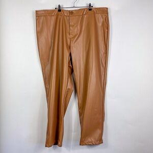 Ashley Stewart Faux Leather Camel Skinny Pants